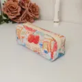 Quilted fabric pencil pouch large capacity cute cartoon storage bag cosmetic organizer desk tidy - Rabbit Family