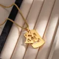 Collana con ciondolo a lettera in acciaio inox dorato, design cavo, catena hip-hop retrò. - X964