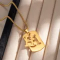 Collana con ciondolo lettera H in acciaio inossidabile dorato gioiello chic donna - X967