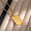 Collana con ciondolo a piastrina in acciaio inossidabile dorato lettera L, gioielli hip hop retrò. - X971