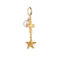Cross-border fashion star and pearl hoop earrings, retro stainless steel holiday jewelry. - Cross Starfish Pearl Style (E5204-1) / Gold