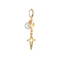 Golden stainless steel celestial star and pearl drop dangling earring for women fashion chic. - Four-Point Star Pearl Style (E5598-4) / Gold