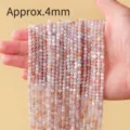 4mm naturkristall perlen halbfertige edelstein runde abstandshalter perlen schmuckherstellung - Rosa Achat / Perlendurchmesser ca. 4mm (Packung mit ca. 90 Stk)
