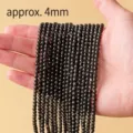 Perles en pierre naturelle ronde noire de 4mm pour colliers bracelets faits à la main. - Obsidienne / Diamètre Perle Env 4mm (Paquet d'Env 90)