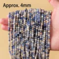 Naturstein Edelstein Perlen 4mm rund Aquamarin DIY Armband Halskette Herstellung - Sodalith / Perlendurchmesser ca. 4mm (Packung mit ca. 90 Stk)