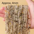 4mm Naturstein Kristall halbfarbige runde Perlen fuer DIY Armband Halskette Schmuck - Gemischter Rutilquarz / Perlendurchmesser ca. 4mm (Packung mit ca. 90 Stk)