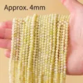 4mm hellgelbe Kristall Perlen lose halbflache Natursteine für DIY Armbänder Halsketten - Gelber Xiu Jade / Perlendurchmesser ca. 4mm (Packung mit ca. 90 Stk)
