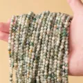 4mm naturstein perlen lose kristall runde perlen fuer diy armband halskette herstellung - Moosachat / Perlendurchmesser ca. 4mm (Packung mit ca. 90 Stk)
