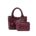 Sac a main en cuir tresse et pochette, cabas bordeaux elegant pour le travail quotidien. - Rouge Ancorra