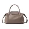 Élégant sac à main en cuir taupe, sac à bandoulière tendance pour femme active. - Gris Kaki Grand