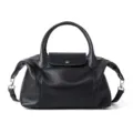 Elégant sac à main noir en cuir véritable avec design à rabat classique pour femmes. - Noir Grand