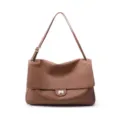 Braune Umhängetasche aus echtem Leder für Damen, schicke braune Handtasche mit Verschluss. - Klassisches Design / L / Karamellbraun