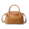 Sac à Main Bandoulière en Cuir Marron Élégant Cabas Poignée Supérieure Tendance Mode - Caramel Grand