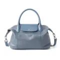 Sac à main bandoulière en cuir véritable bleu pour femme élégante sac porté épaule. - Bleu lin - Grand