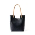 Sac cabas classique en cuir tisse pour femmes, grand sac a main noir elegant et pratique. - Noir (Tissé)