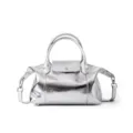 Silver metallic top layer cowhide leather shoulder handbag, stylish women crossbody bag. - Silver Small