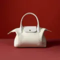 White leather pillow shoulder handbag, top grain cowhide tote bag for women daily elegant use. - Ivory White Small