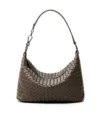 Brown woven leather shoulder bag for women chic hobo bag luxury designer style handbag - Brownish Gray