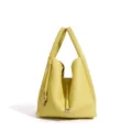 Minimalist yellow leather bucket bag, chic top handle handbag for women daily commute style. - 27x12x27cm / Chick Yellow