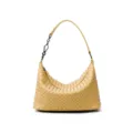 Yellow woven leather shoulder bag, luxury handmade hobo handbag for women daily chic style. - Cassava Yellow