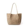 Sac cabas épaule en suède tressé pour femme, grande capacité fourre-tout chic et décontracté. - Brun Boue
