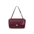 Dunkelrote Umhängetasche aus Leder für Damen, elegante Schultertasche mit Metallverschluss. - Klassisches Design / S / Burgunderrot