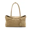 Women retro suede shoulder bag versatile commuter underarm tote chic minimalist style top handle - L / Khaki