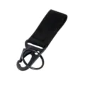 Dettaglio cinturino portachiavi tattico nero, nylon resistente con gancio e anello in metallo. - Gancio Becco d'Aquila + Portachiavi / Nero