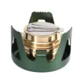 Mini réchaud à alcool portable de camping en plein air avec pare-brise en métal vert. - Vert Foncé