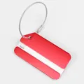 Étiquette de bagage en aluminium rouge avec câble en acier, accessoire de voyage durable. - Coin Coupé Rouge