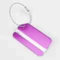 Étiquette de bagage en aluminium violet avec câble en acier, porte-adresse durable pour voyage. - Coin Coupé Violet