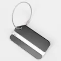 Étiquette de bagage en métal aluminium avec câble en acier, porte-nom ID pour valise voyage - Coin Coupé Noir