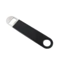 Stainless steel beer bottle opener with black rubber handle, durable flat design for bar tools. - M / Black