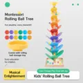 Jouet d'arbre musical arc-en-ciel en bois avec billes, jouet éducatif Montessori pour enfants. - Arbre Musical à Petites Billes avec Plateau / Diamètre de Bille 2cm 12 Pièces