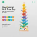 Jouet d'arbre musical arc-en-ciel en bois avec boules colorées, jouet éducatif montessori. - Arbre Musical à Grandes Billes sans Plateau / Diamètre de Bille 3cm 12 Pièces