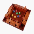 Shut the box wooden board game dice math learning toy with numbered tiles for kids and adults - Four-Side Vintage Flipping Cards (Blister)