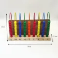Kids wooden abacus math counting toy with colorful beads and calculation table 26cm - 9-Gear (No Box)