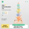 Wooden marble run tree toy for kids, early educational colorful stacking block game. - Small Macaron Musical Tree without Tray
