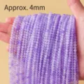 Perles rondes en cristal violet 4mm brins de pierres gemmes en vrac pour bijoux DIY. - Violet Lavande Naturel / Diamètre Perle Env 4mm (Paquet d'Env 90)