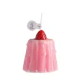 Handmade strawberry pudding scented candle, cute fruit cake wax ornament for home decor. - Single Pack (Approx D5.5cm H6cm) / Pink (White Peach Oolong)