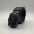 Men's vintage western leather belt with heavy metal carved eagle buckle, black casual belt. - One Size (Length 125cm Width 4cm) / Eagle Buckle Black Strap (Style 2)