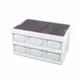Outdoor folding storage box 55L large capacity with wooden lid for home and car trunk organizer - Without Handle Wooden Lid / Large 55L / White