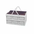 Outdoor folding storage box with wooden lid and handle, 35L large capacity for camping. - With Handle Wooden Lid / Medium 35L / White