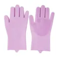 Gants de vaisselle en silicone rose vue de détail, brosses de nettoyage double face cuisine. - 130g (Emballage OPP) / Violet