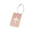 Étiquette de bagage en métal aluminium avec câble et découpe d'avion pour le voyage. - Or Rose Brossé