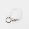 Llavero de resorte de plástico transparente con anillo de metal y mosquetón vista detallada. - Transparente