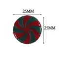 Gros plan sur l'accessoire en résine de bonbon tourbillon rouge et vert de 25 mm pour Noël. - 25mm / Rouge et Vert
