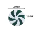 Christmas candy pinwheel button resin accessory 25mm green white swirl design craft decoration - 25mm / Green/White