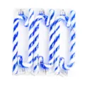 Détail de décoration de canne en sucre en plastique pailleté bleu et blanc pour sapin de Noël. - Pack de 6 Pièces / Bleu