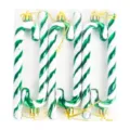 Green white plastic candy cane Christmas tree hanging ornaments set for holiday decor - 6 Pieces Pack / Green